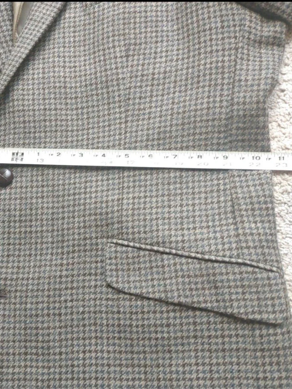 Lauren Ralph Lauren Blazer Mens 48L Brown Wool Trim Fit Houndstooth Sport Jacket